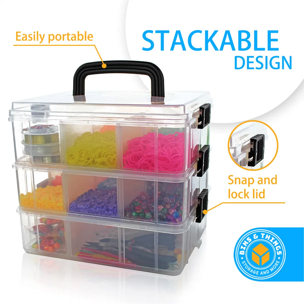 Bins Stackable Storage Container with Clear Large Craft Storage Craft Organizers and Storage Bead Organizer Box