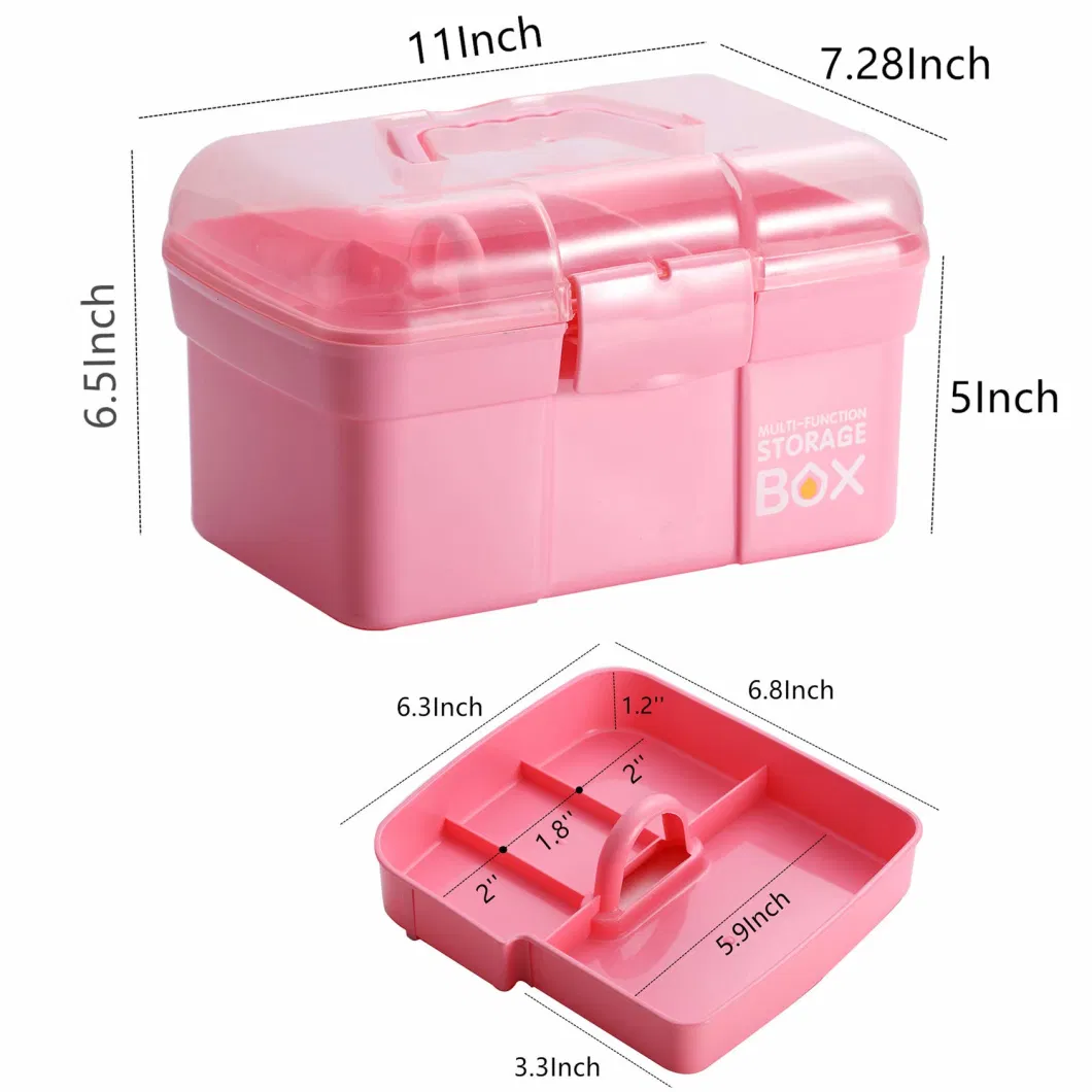 Plastic Storage Box with Removable Tray Multipurpose Organizer and Storage Case for Art Craft and Cosmetic