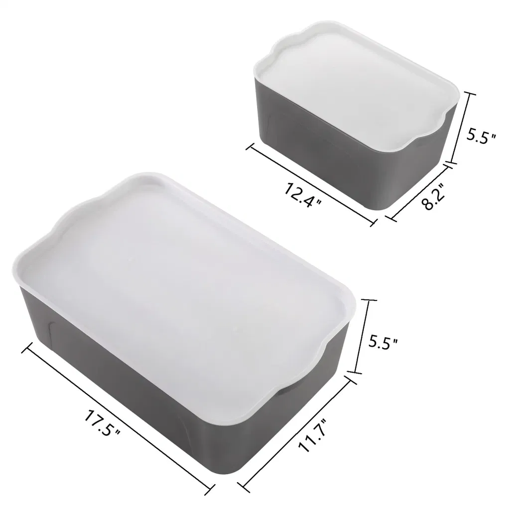 Plastic Storage Bins with Lids, Household Organizing Basket Lidded Storage Bins Stackable Shelf Baskets for Pantry Kitchen Bedroom Cosmetics and Snacks