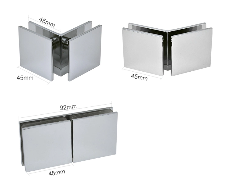 Frameless Glass to Wall 180 Degree Clip Square Glass Connector Glass Clamp