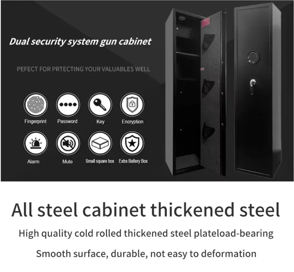 Factory Direct Electronic Code Lock Fingerprint Unlock 5 Guns High Security Fireproof Cabinet Metal Gun Cabinet