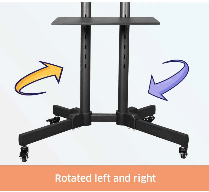 Portable Office Accessories Vesa 600*400 Adjustable LED LCD TV Mount Stand Cart Tilt TV Trolly Stand with Four Wheels