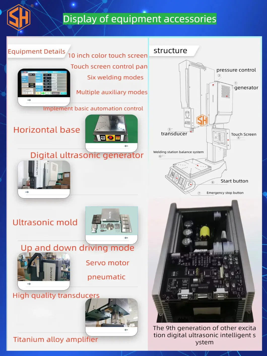 20kHz/15kHz Sh-V9.0 Series Multifunctional Intelligent Ultra Precision Pneumatic Ultrasonic Plastic Welding Machine/Customizable