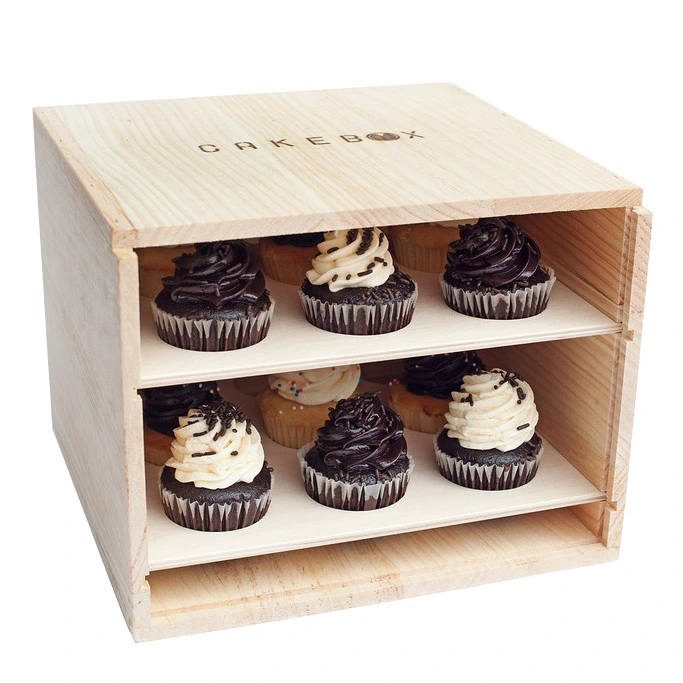 Solid Wood Cupcake Box Wooden Storage Box