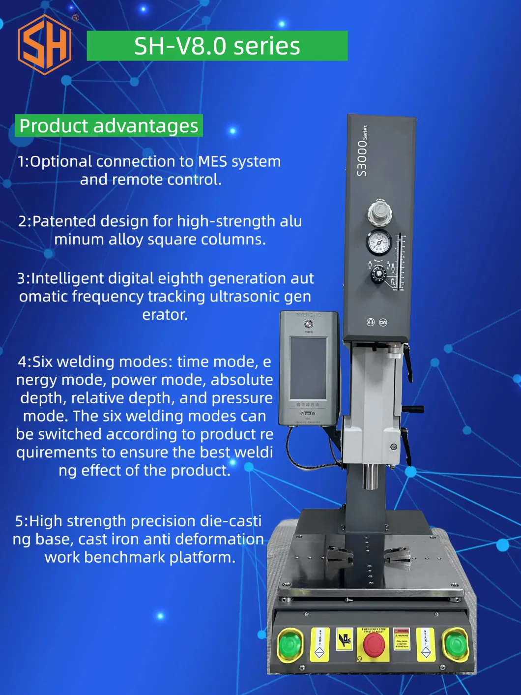 High Power Multifunctional Intelligent Ultra Precision Pneumatic Ultrasonic Plastic Welding Machine/Customizable