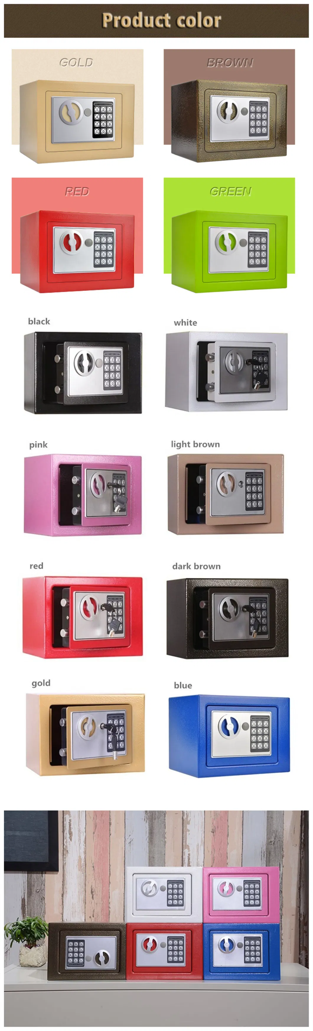 Chinese Furniture Small Household Fingerprint Digital Safe Box Steel Safes