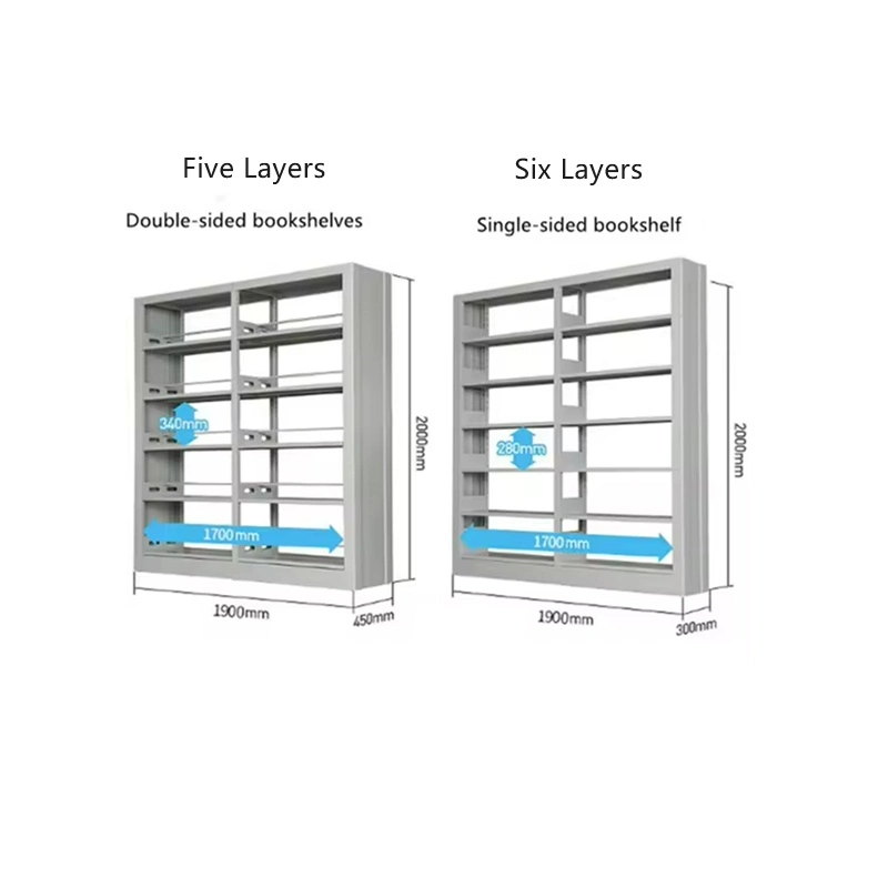 Double-Sided Library/School/Home/Office Furniture Steel Bookshelf