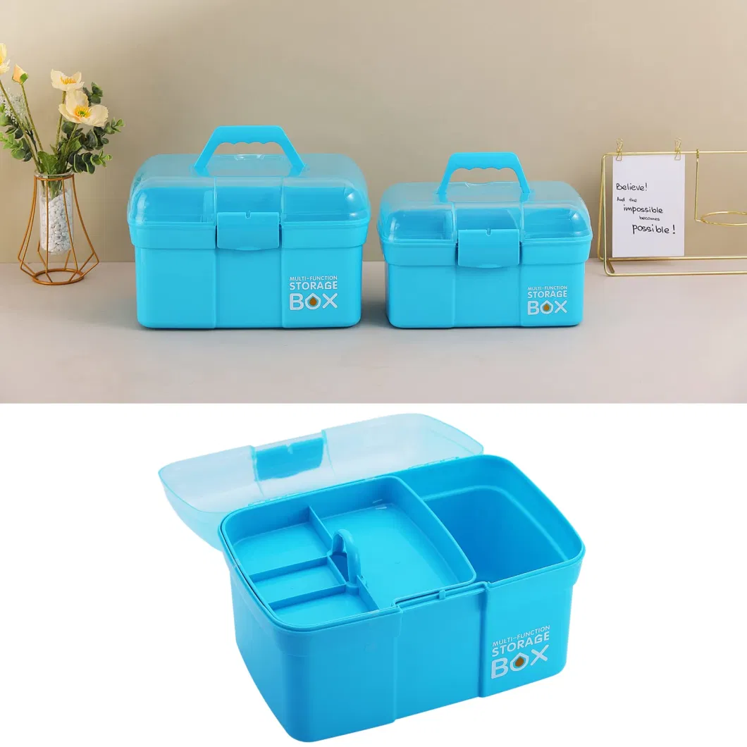 Clear Plastic Storage Box Tool Box Sewing Box Multipurpose Organizer with Removable Tray Portable Handled Storage Cases