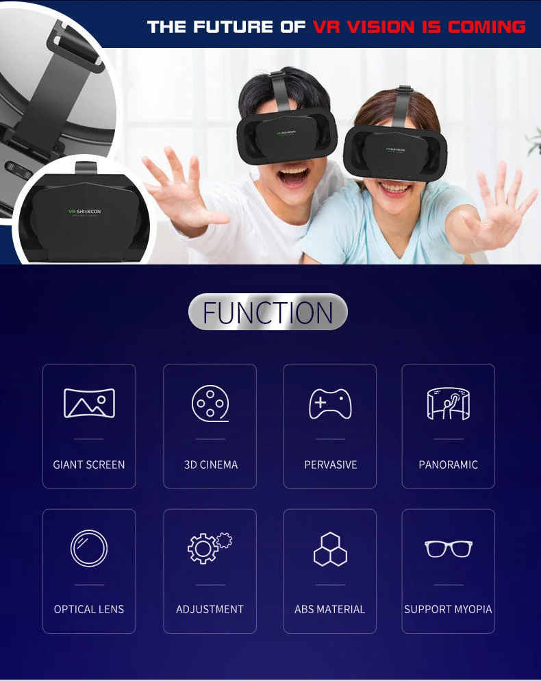 Original Vr Virtual Reality 3D Glasses Box Stereo Vr Google Cardboard Headset Helmet for Ios Android Smartphone