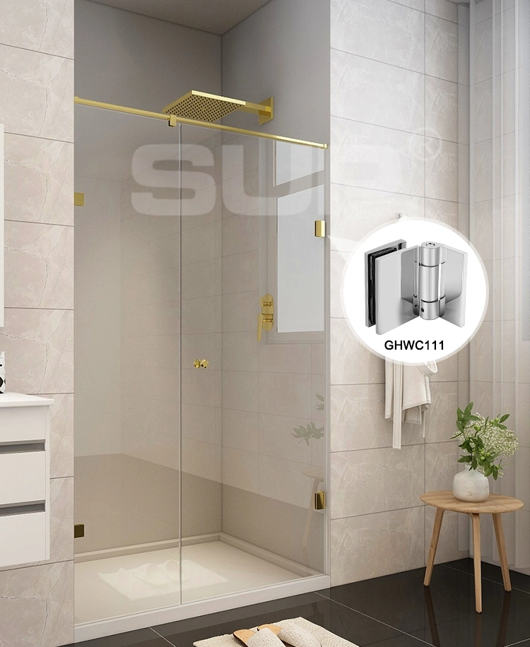 Brass Frameless Shower Room Glass Door Hinges for 8-12mm Glass Bifold Shower Hinge with Cover Caps