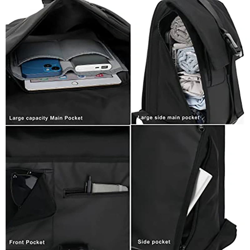 Extendable Waterproof Rolltop Backpack Durable Stylish Laptop School Notebook Bag with Compartments