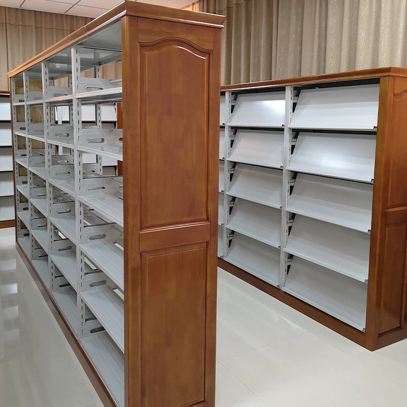 Good Price Metal Office Furniture Steel-Wood Library Mobile Bookshelf