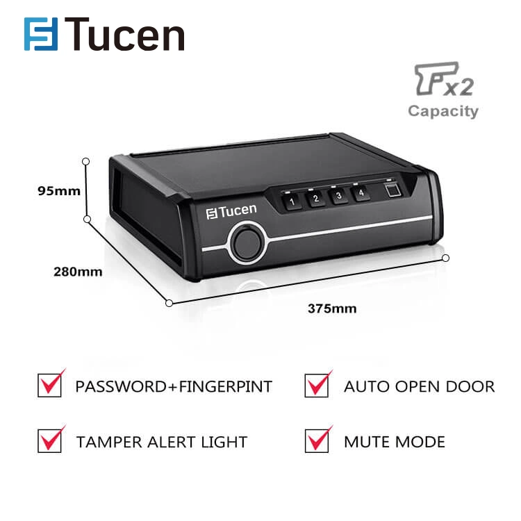 Biometric Fingerprint Gun Safe with Backup Keys Pistol Firearm Storage Case