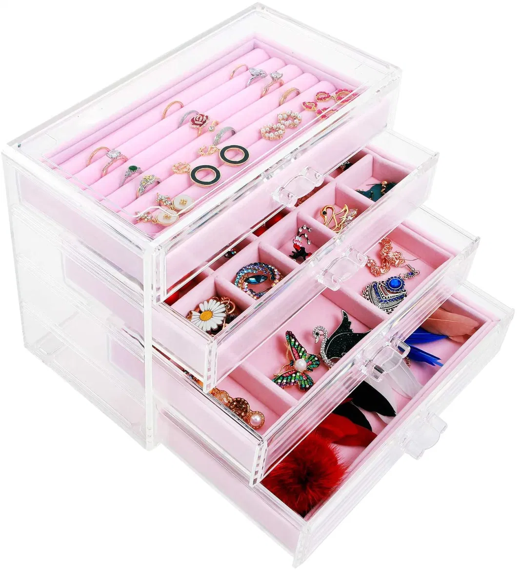 Acrylic Jewelry Box Jewelry Organizer Earring Rings Necklaces Bracelets Storage Case