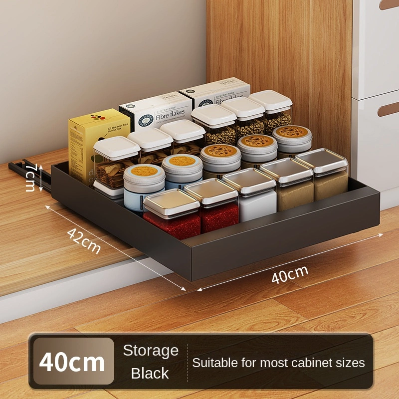 Kitchen Cabinet Drawer Storage Rack (40cm fixed pull-out black)