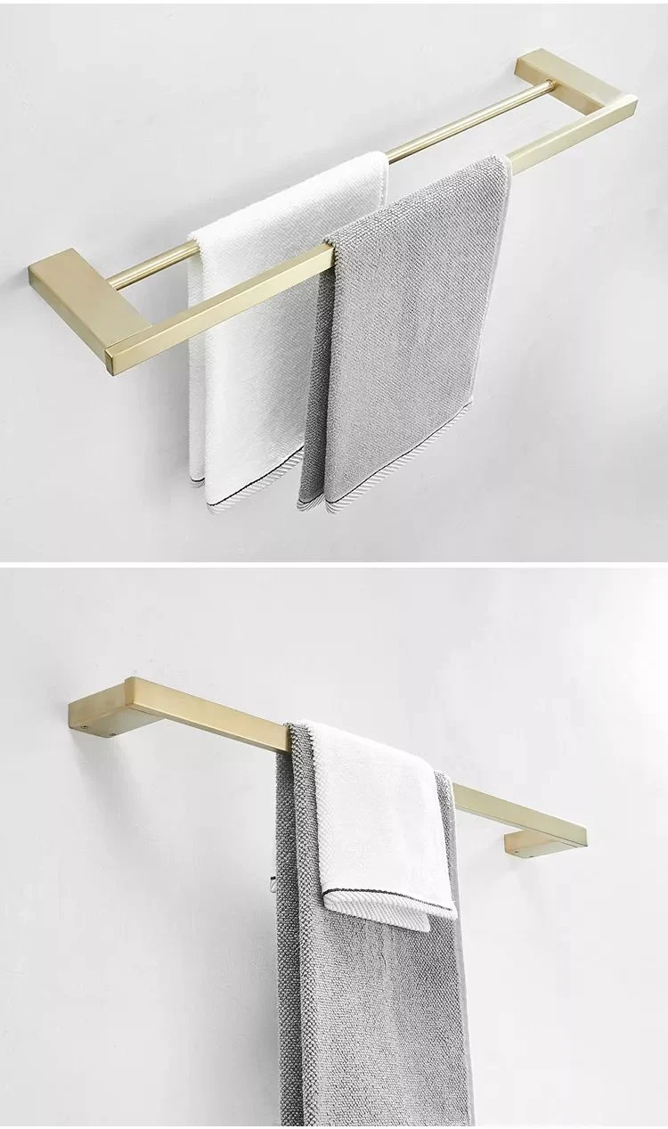 Wall Mounted Square Golden Stainless Steel Bathroom Towel Holder Towel Shelf Bathroom Towel Rack