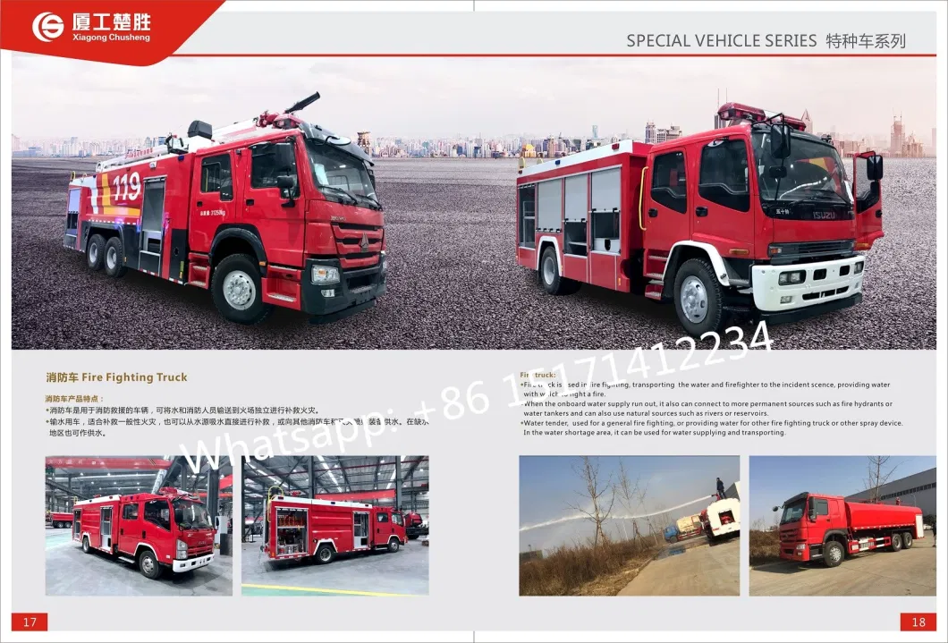 Brand New Standard Fire Truck Dimensions 10, 000 Liters Foton Fire Fighting Rescue Truck Price