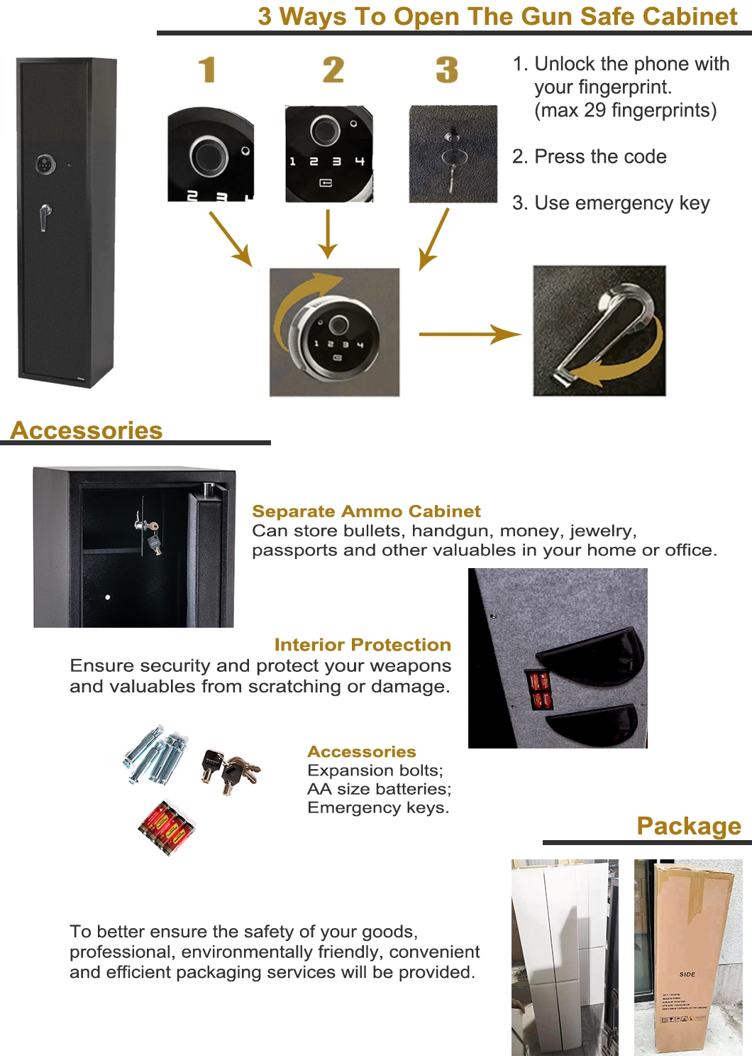 Le Digital Fingerpfint 5 Rifles Gun Safe Biometric Gun Safe Cabinet