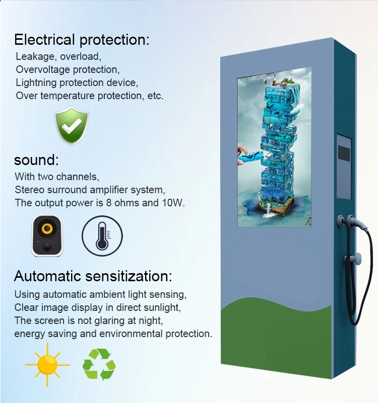 Outdoor 55 Inch Interactive Touchscreen LCD Advertising Display with EV Charging Station