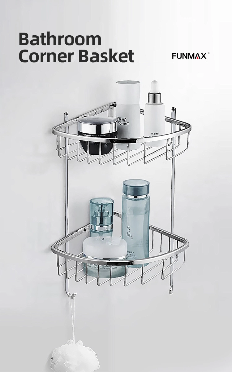 Ferns Bathroom Wall Mounted Shower Caddy Brushed Bath Corner Shelf Bath Stainless Steel 304 Storage Shelf