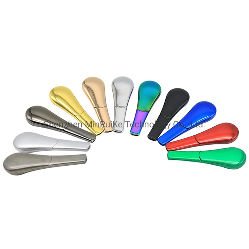 Zinc Alloy Rainbow Colormetal Spoon Pipe Gift Box Packaging Spoon Shape with Cover Metal Smoking 11 Colors Electronic Cigarette Accessories