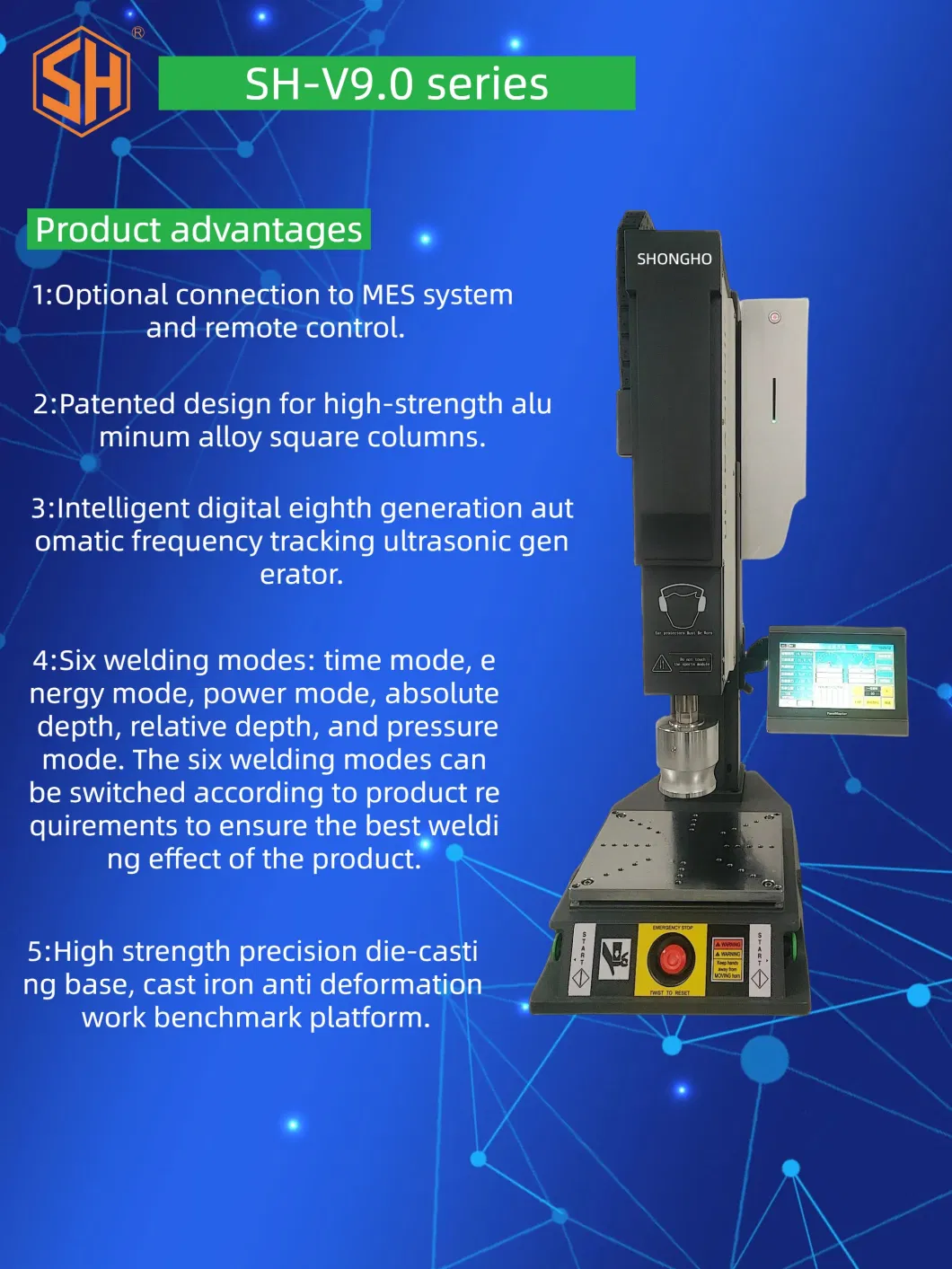 20kHz/15kHz Sh-V9.0 Series Multifunctional Intelligent Ultra Precision Pneumatic Ultrasonic Plastic Welding Machine/Customizable