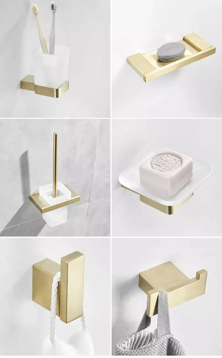 Wall Mounted Square Golden Stainless Steel Bathroom Towel Holder Towel Shelf Bathroom Towel Rack