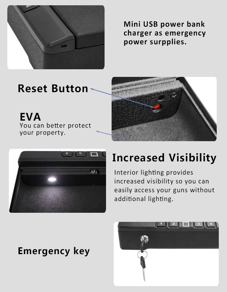 High Quality Portable Smart Gun Safe Box Quick Access Easy Operation Firearm Safety Fingerprint Biometric Gun Safe