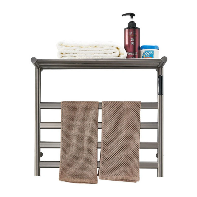 Waterproof Heated Drying Towel Rack with Top Shelf for Bathroom