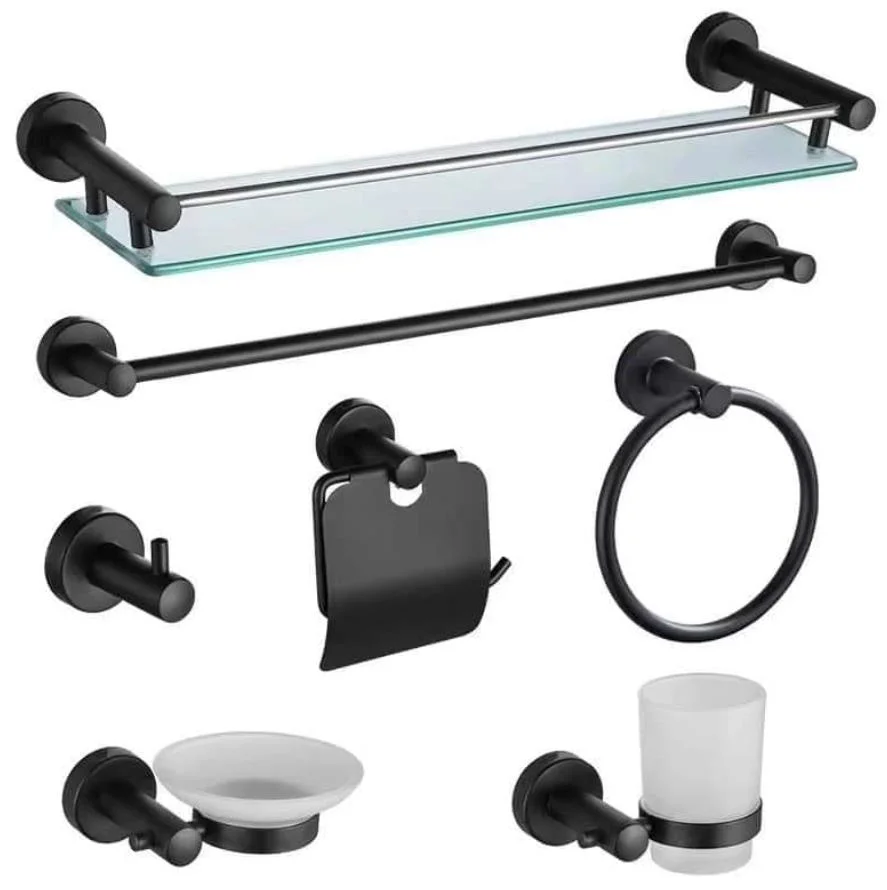 Quality Assurance Bathroom Accessories SS304 Towel Bar Zamak Base Black Plating Towel Rail for Toilet Washroom Lavatory Accessory