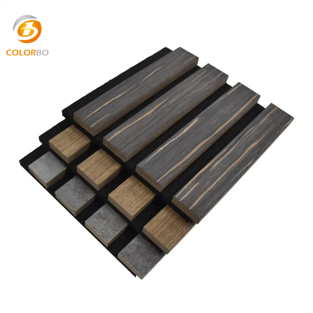 Soundproof Wooden Slatted Board Wooden and PET Acoustic Fluted Ceiling Wall Panelling