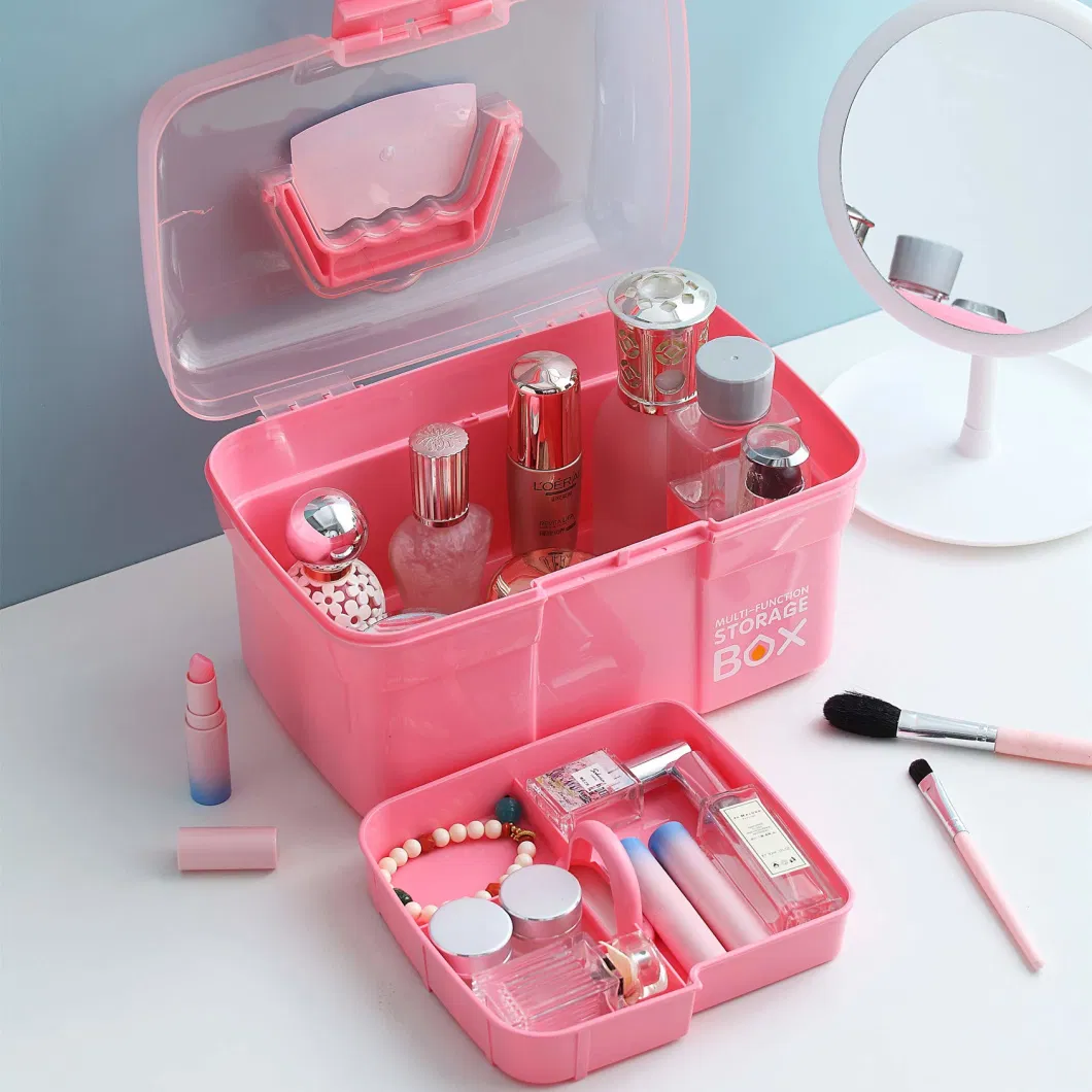 Plastic Storage Box with Removable Tray Multipurpose Organizer and Storage Case for Art Craft and Cosmetic