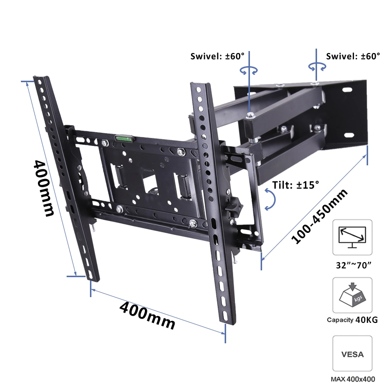 Heavy Duty Dual Arm Articulating Full Motion TV Wall Mount, 32&quot; 37&quot; 42&quot; 46&quot; 50&quot; 55&quot; 60&quot; 65&quot; 70&quot; Swivel LCD TV Mount/