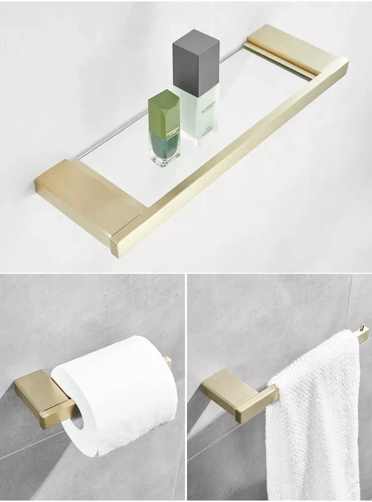 Wall Mounted Square Golden Stainless Steel Bathroom Towel Holder Towel Shelf Bathroom Towel Rack