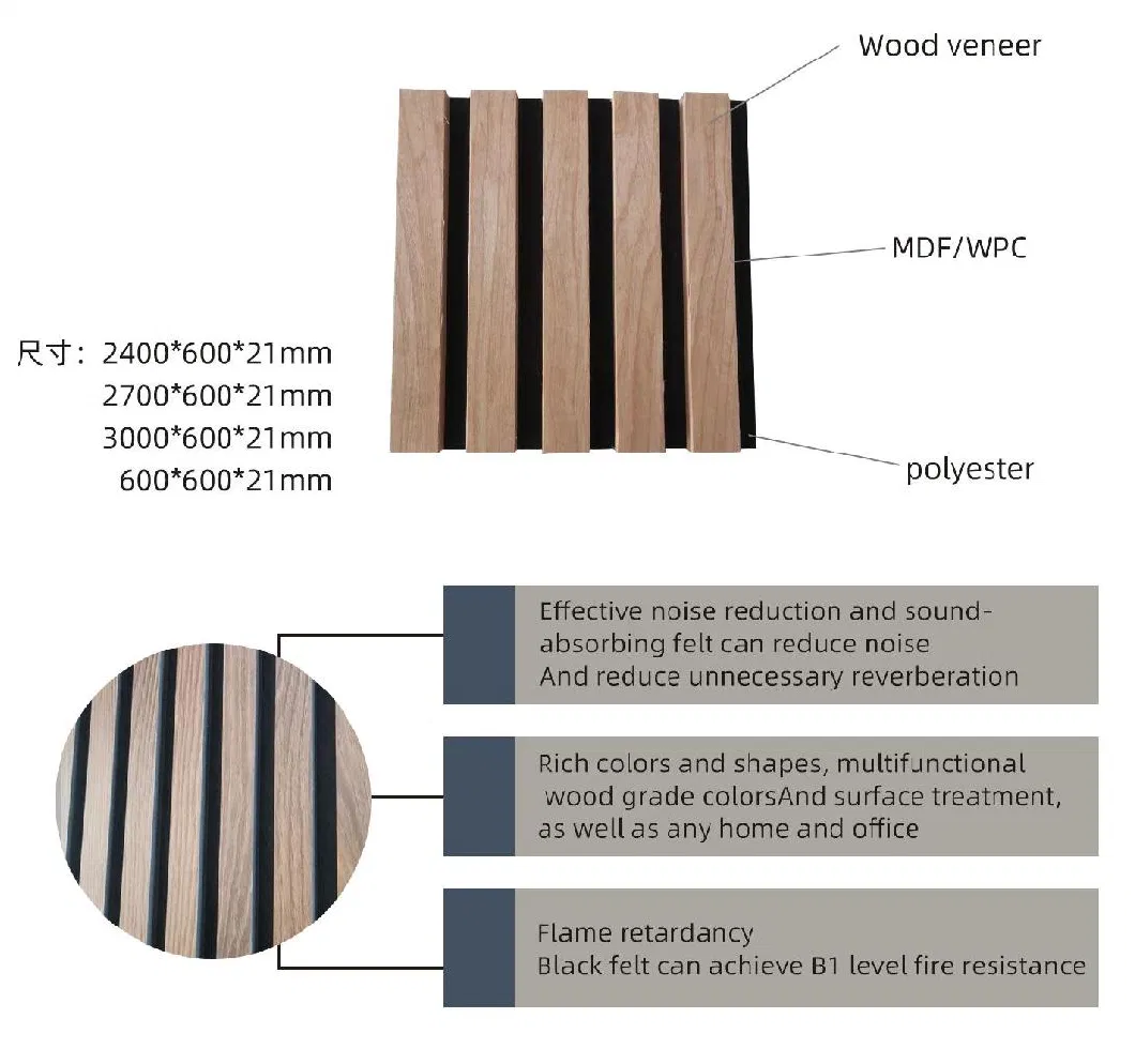 Slat Acoustic Wall Panel Pet Sound Proofing Slat Wooden Panel