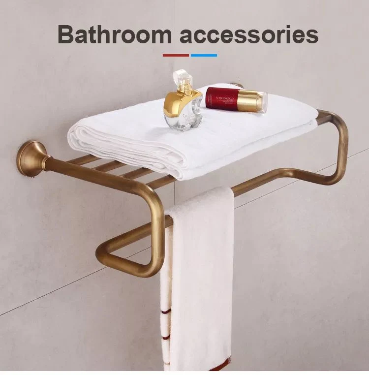 Brass Towel Bar Wall-Mounted Bathroom Holder Adhesive Force Bathroom Single/Double Bars Towel Bar Bathroom