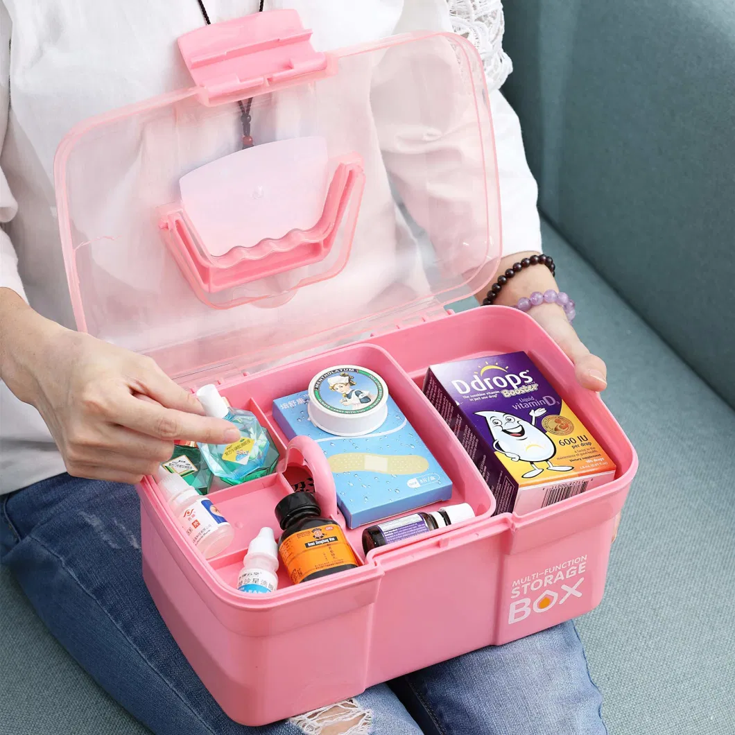 Plastic Storage Box with Removable Tray Multipurpose Organizer and Storage Case for Art Craft and Cosmetic