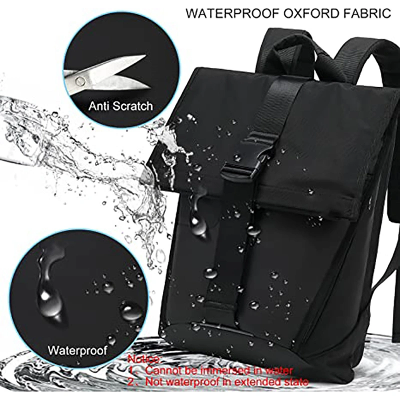 Extendable Waterproof Rolltop Backpack Durable Stylish Laptop School Notebook Bag with Compartments