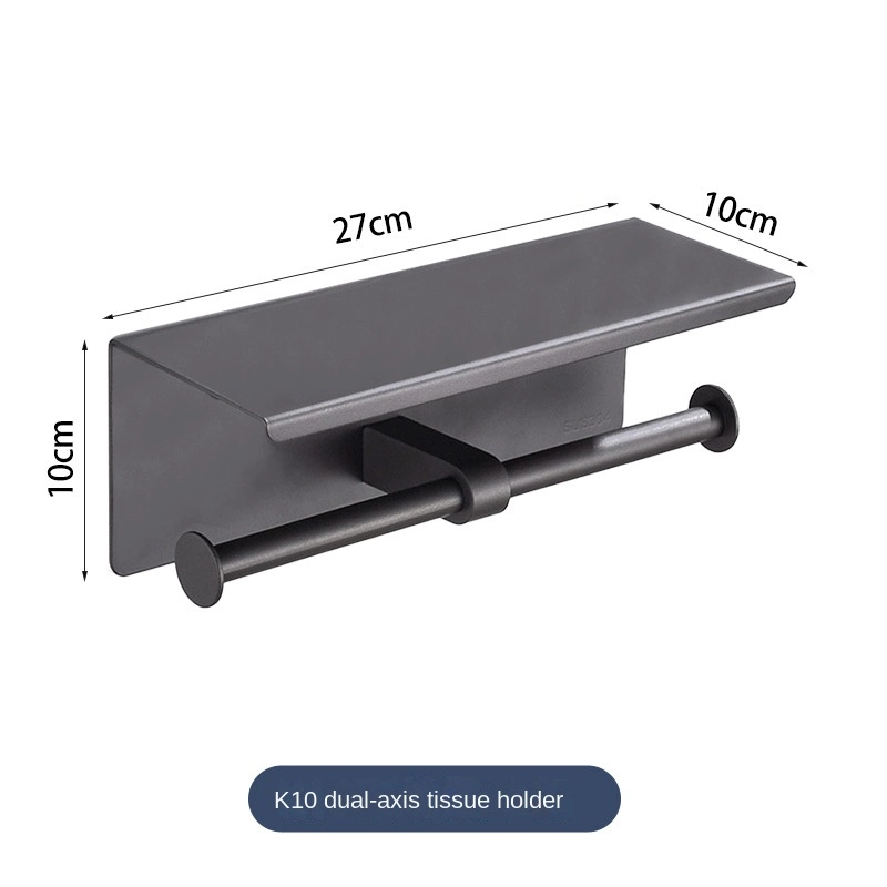 SUS304 Stainless Steel Bathroom Storage Rack Paper Towel Holder (K10 double shaft)