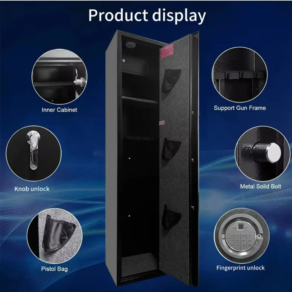 Factory Direct Electronic Code Lock Fingerprint Unlock 5 Guns High Security Fireproof Cabinet Metal Gun Cabinet