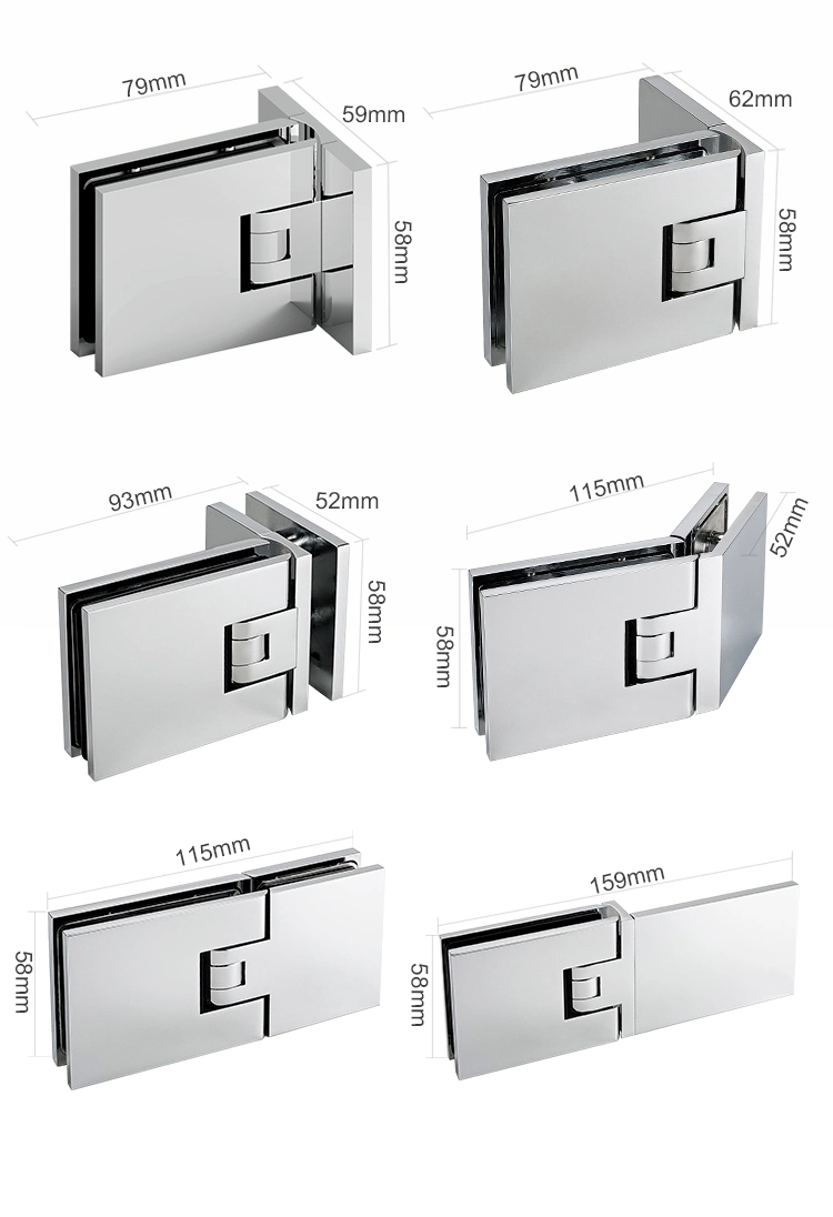 Super Slim Gap Solid Brass Shower Door Hinge Frameless Glass Door Adjustable with Cover Caps Hinge Ghc1601A-L