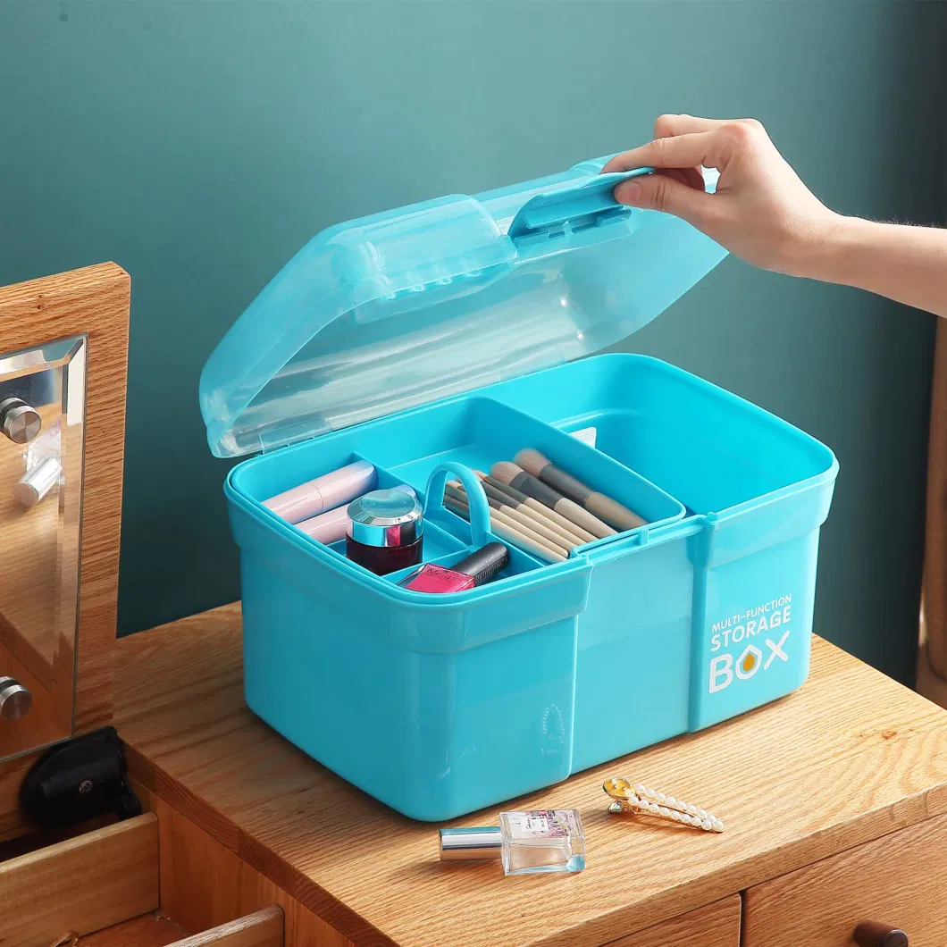 Clear Plastic Storage Box Tool Box Sewing Box Multipurpose Organizer with Removable Tray Portable Handled Storage Cases