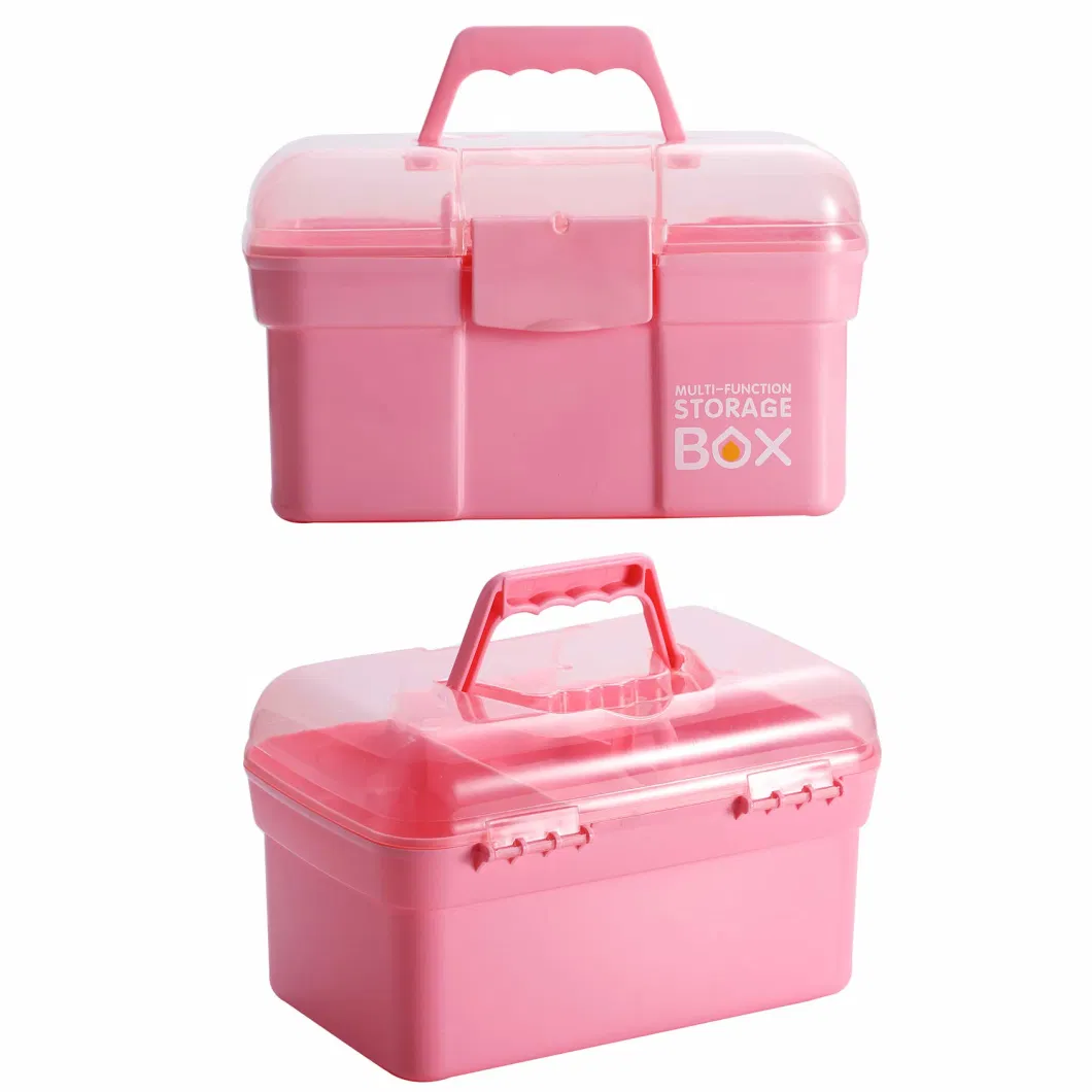 Plastic Storage Box with Removable Tray Multipurpose Organizer and Storage Case for Art Craft and Cosmetic