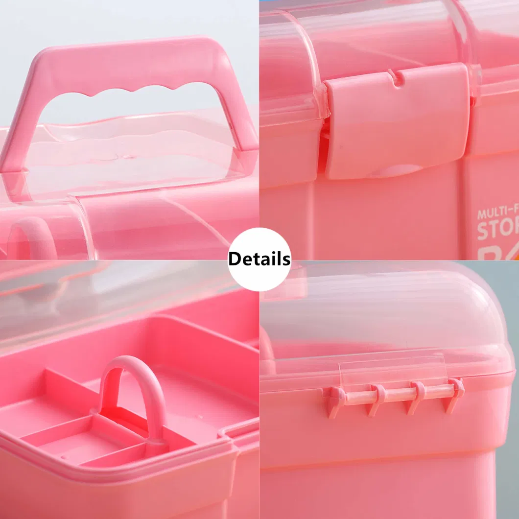 Plastic Storage Box with Removable Tray Multipurpose Organizer and Storage Case for Art Craft and Cosmetic