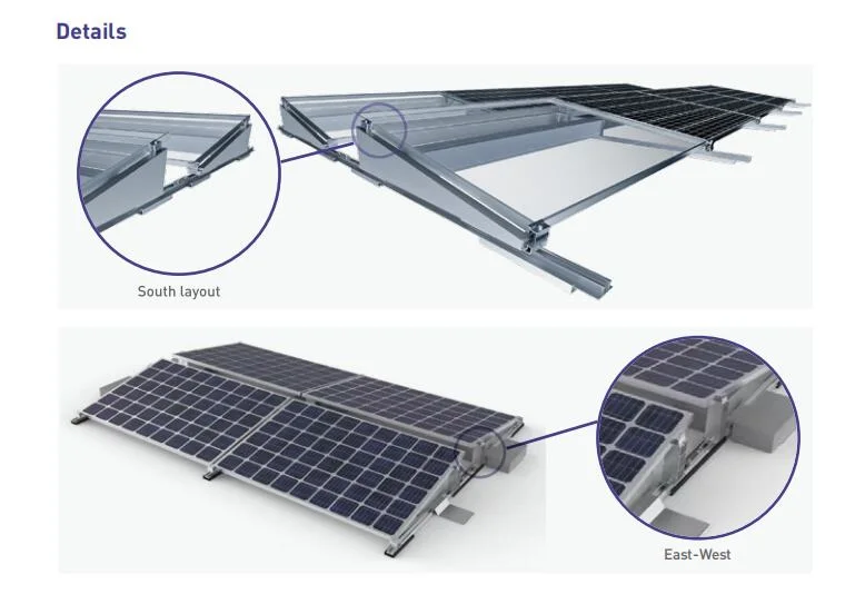 Solar Manufacturing Companies PV Solar Panel Roof Racking Mount System Solar Rack Ballasted Roof Mounting