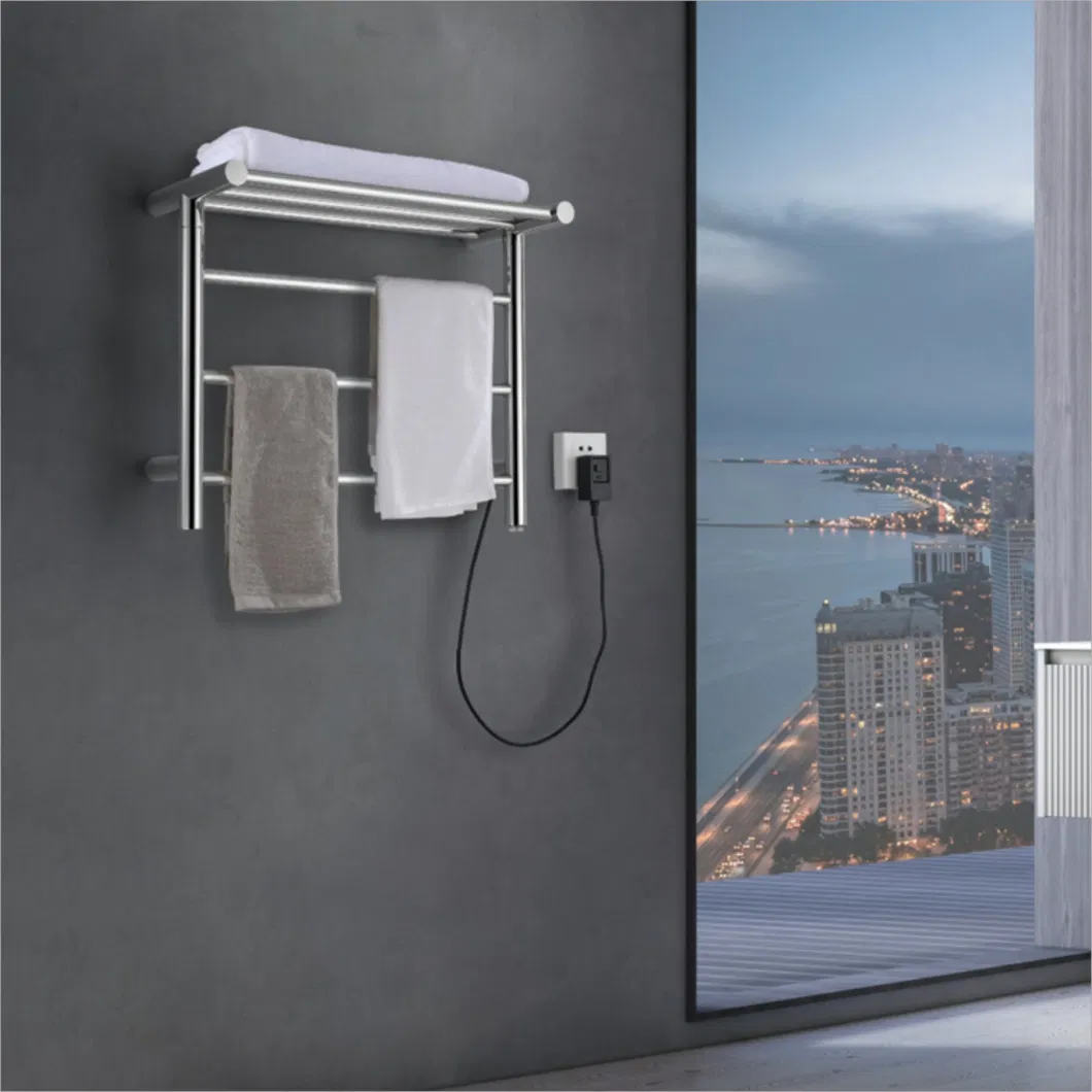 Compact Electric Towel Rack with Top Rack for Small Bathrooms