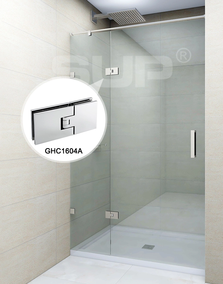 Super Slim Gap Solid Brass Shower Door Hinge Frameless Glass Door Adjustable with Cover Caps Hinge Ghc1601A-L