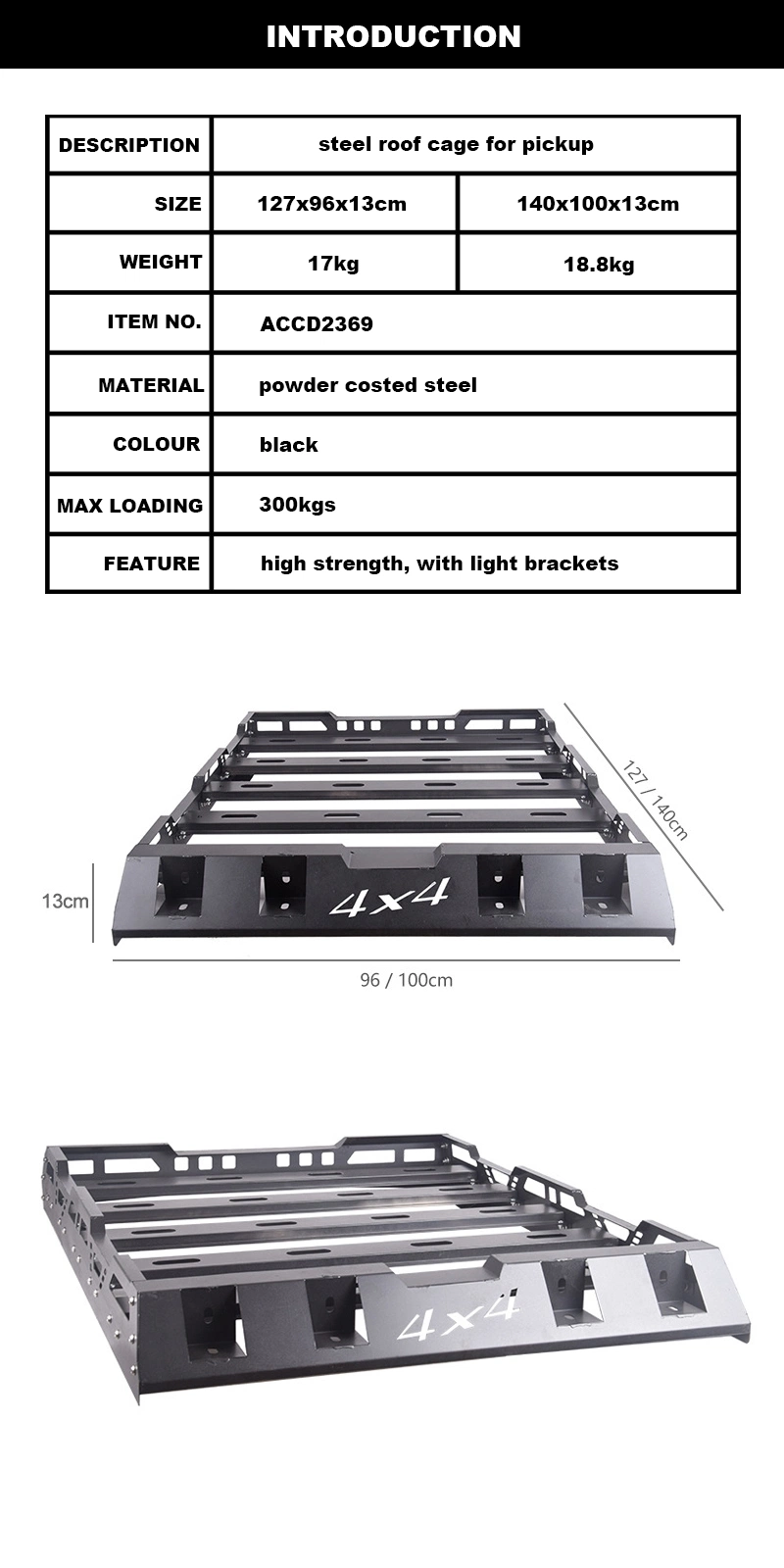 Heavy Duty Steel Roof Rack for Hilux Pick-up Trucks