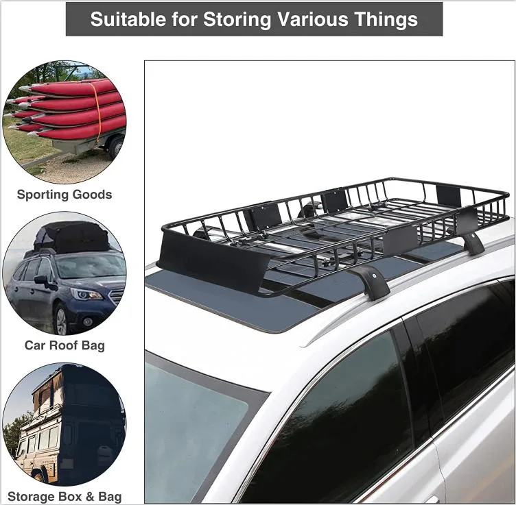 Black Roof Rack Cargo Basket Carrier Rack with Universal Extension Car Top Luggage Holder SUV Truck Cars