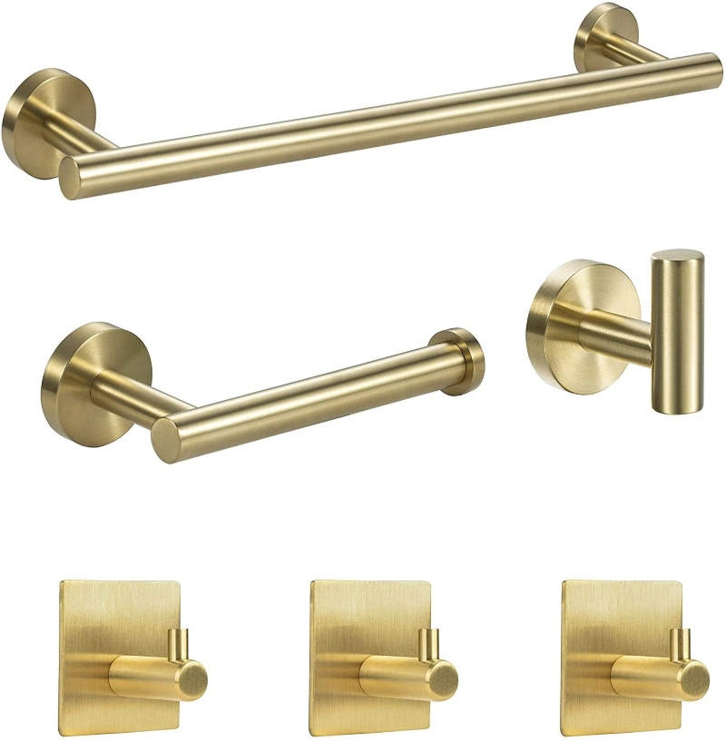 Custom Gold Series Bathroom Accessories Set Wall Mounted Stainless Steel or Brass Towel Bar Towel Ring Towel Robe Hook